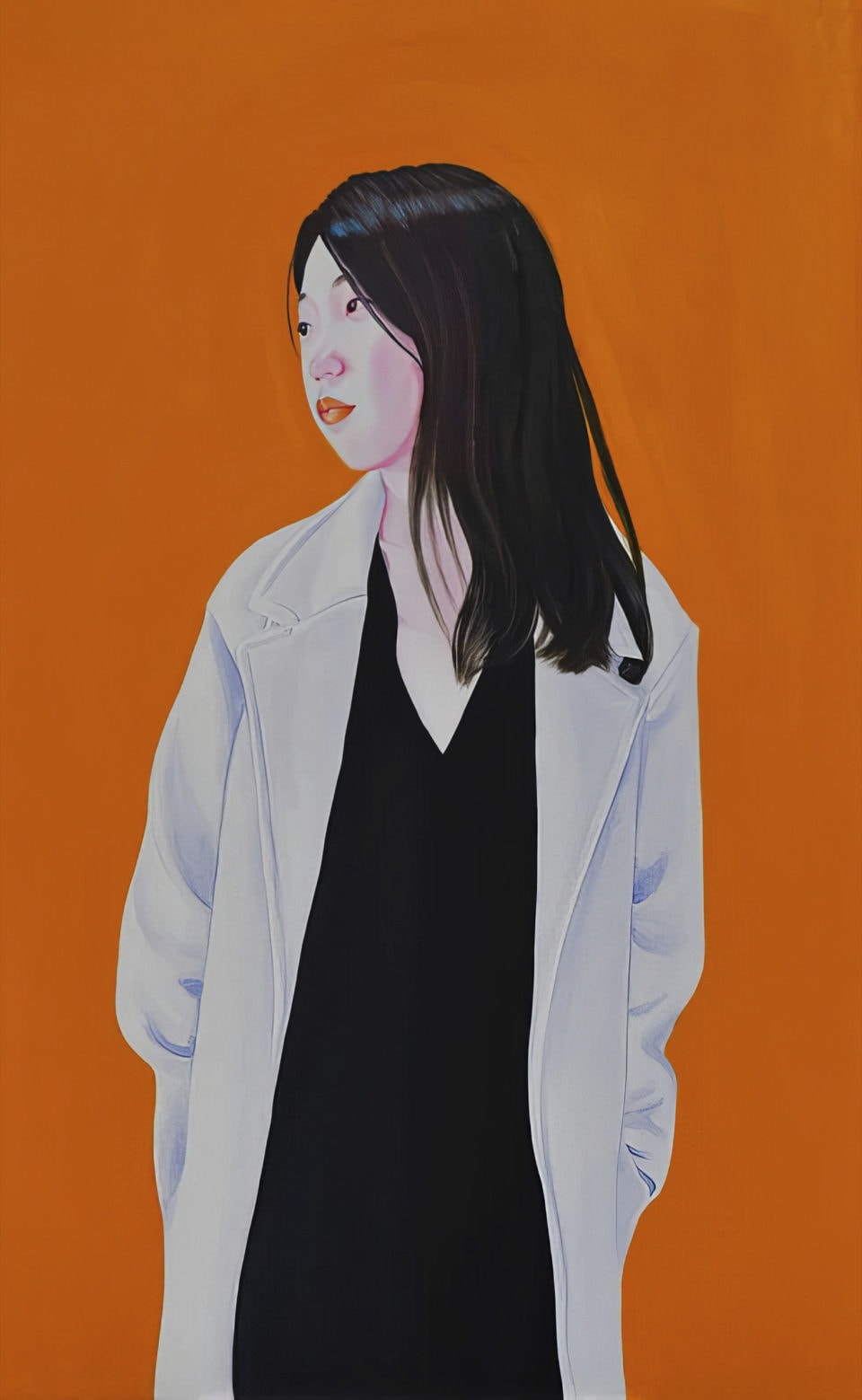 Huizi with coat 2018 huile sur toile oil on canvas 116x72 cm