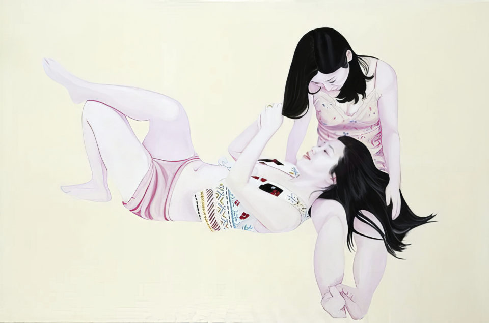 Les deux amies huile et laque sur toile oil and lacquer on canvas 130x195 cm