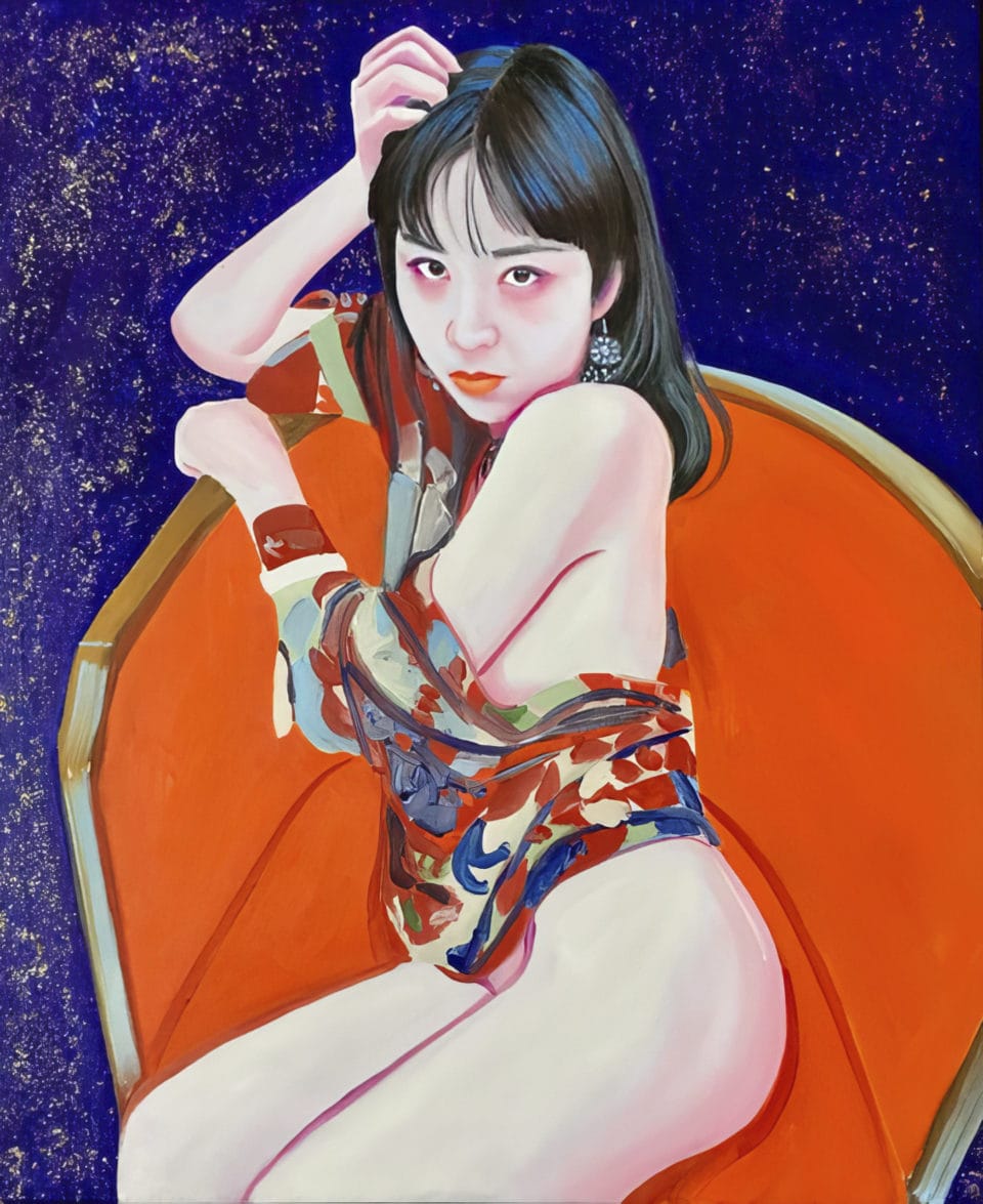 Lisha Huile paillettes sur toile oil and glitter on canvas 60x50 cm