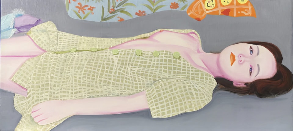 Ophelie on her bed huile sur toile oil on canvas 28x60 cm